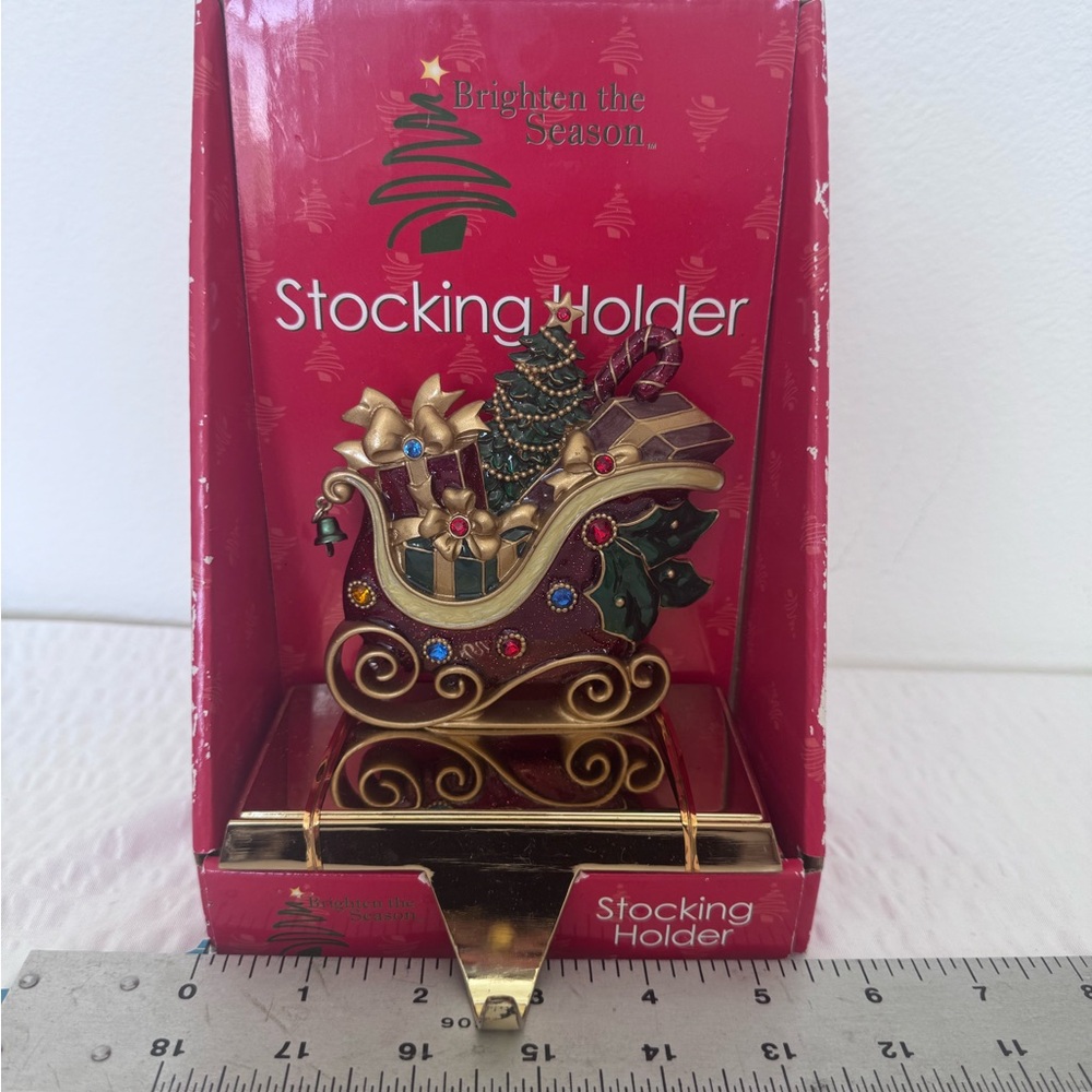 Gold Sleigh Stocking Holder